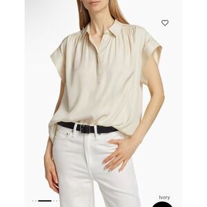 Rag & Bone top Robin silk blend blouse ivory‎ size XL Popover Minimalist